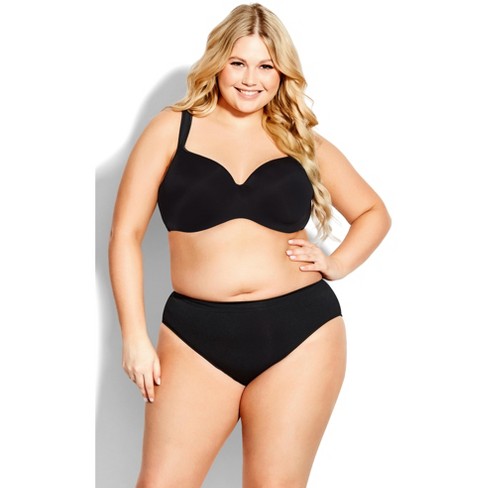 Women's Plus Size Seamless High Cut Brief - Black