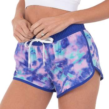 SUZZI Womens 4-Way Stretch Fast Dry Tie Dye Running Shorts