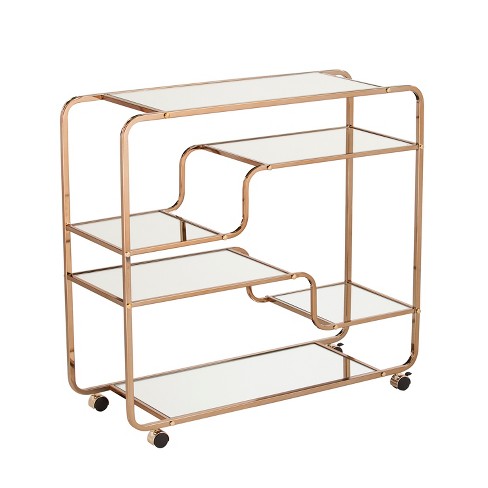 Marianne Mirrored Bar Cart Gold - Aiden Lane : Target