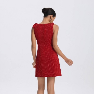 Женские платья A New Day Women's Bow Shoulder Mini Shift Dress - A New Day™ Red Polka Dots S — фото 2