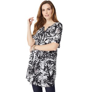 Roaman's Women's Plus Size Short Sleeve Angelina Tunic - 1 of 4