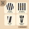 Juvale 144 Piece Black and White Party Supplies - Serves 24 Striped Plates, Napkins, Cups and Cutlery for Birthday, Graduation - 4 of 4