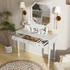 FURNIinspire Vanity Tables Modern Makeup Desk Vanity Desk Make Up Table Dressing Table with Mirror, Drawer for Bedroom, White, 39.3"*15.8"*29.8" - 2 of 4