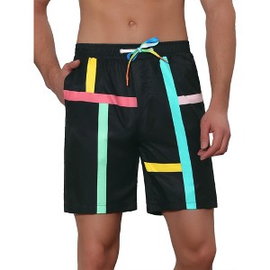 Lars Amadeus Men's Summer Colorful Drawstring Elastic Waist Beach Board Shorts - 1 of 4