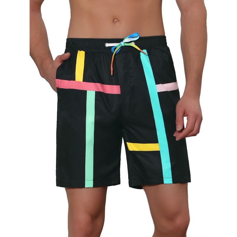 Lars Amadeus Men's Summer Colorful Drawstring Elastic Waist Beach Board Shorts, 1 of 6