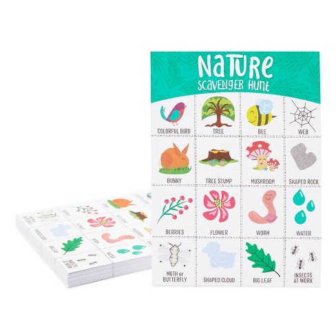 Juvale 50 Pack Nature Scavenger Hunt Cards for Kids, Outdoor Family Game - image 1 of 4