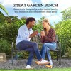 50" Outdoor Bench, Metal Garden Bench with Floral Pattern Backrest, Porch Bench with Slatted Seat for Park, Lawn - 4 of 4