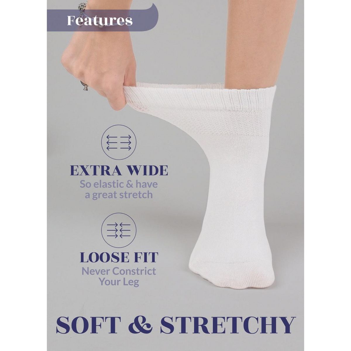 Hugh Ugoli Women's Diabetic Bamboo Ankle Socks Soft Seamless Toe Wide Fit (3 Pairs) - thumbnail 2