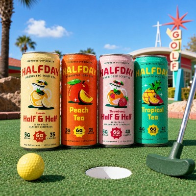 Halfday Prebiotic Iced Tea Peach Tea - 12 fl oz Can