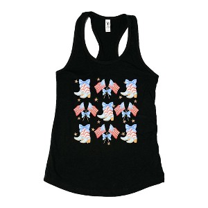 Simply Sage Market Women's Coquette Patriotic Cowgirl Boots Chart Graphic Racerback Tank - 1 of 3