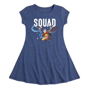 Girls' - Avatar: The Last Airbender - Trio Squad Fit & Flair Cap Sleeve Dress - 1 of 4