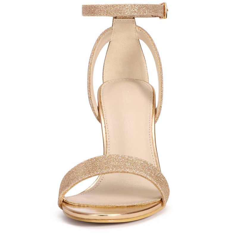 Allegra K Women's Glitter Ankle Strap Stiletto High Heel Sandals, 3 of 8