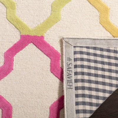 Ivory and Multi Wool Hand-Tufted Kids Square Rug