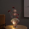 Aluminum 4 Red Roses 6 Petal Floral 2 Red/Silver Flower Bud on A Fan Aluminum Vase Table Lamp for Living Room - 2 of 4
