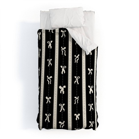 Deny Designs Twin/Twin Extra Long paroemia Coquette Bows Black and White Comforter and Sham Set - image 1 of 4