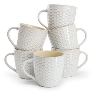 Elama Honeycomb 6 Piece 15 Ounce Mug Set in White - 1 of 4