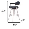 HomeRoots 30" Black And Silver Faux Leather And Stainless Steel Bar Height Swivel Bar Chair - 3 of 4