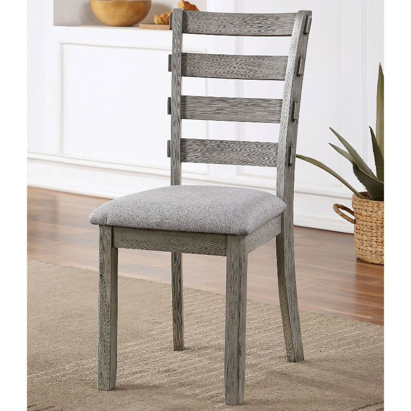 24/7 Shop At Home Set of 2 Windsong Ladder Back Cushioned Dining Chairs Gray, 3 of 9