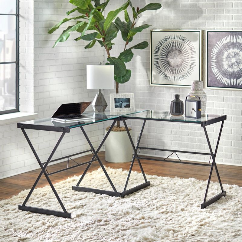 L Shaped Tempered Glass Desk - Buylateral, 3 of 5