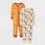 Baby Boys' 2pk Dino Tight Fit Pajama Romper - Cat & Jack™ Orange