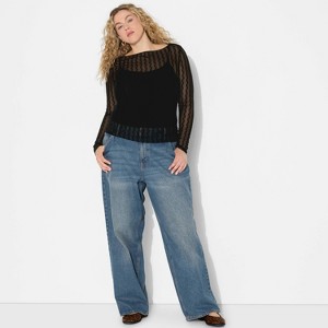 Women's Long Sleeve Boat Neck Henley Shirt - Wild Fable™ - 1 of 3