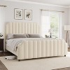 Velvet Upholstered Platform Bed Frame with 50.2" Headboard, Vertical Channel Tufted Design, Nailhead Trim and Footboard, No Box Spring Required. - 3 of 4
