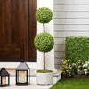 Northlight 4' Unlit Artificial Potted Two Tone Green Double Ball Boxwood Topiary Garden Tree - 2 of 4