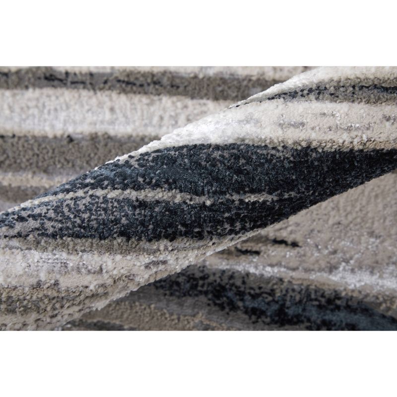 Micah Modern Abstract Silver/Gray/Black Area Rug, 4 of 8