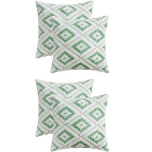 REGALWOVEN 4 Pcs Geometric Pattern Short Plush Decorative Throw Pillow Covers - 1 of 4