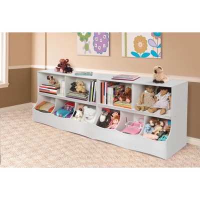 White MDF Kids Toy Storage Organizer with Cubby Bins