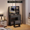 Vanity Desk and Stool with Mirror and Lights，Makeup Vanity with Charging Station, Drawers, Storage Shelves for Bedroom - 2 of 4