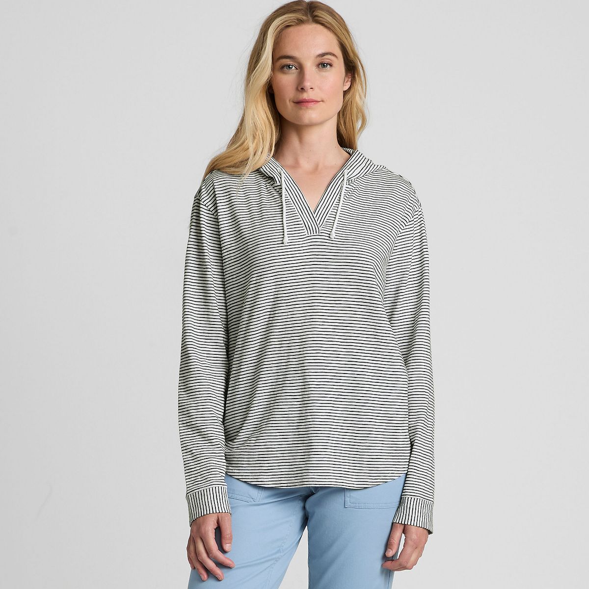 Lands' End Women's Long Sleeve Slub Hooded Popover - thumbnail 5
