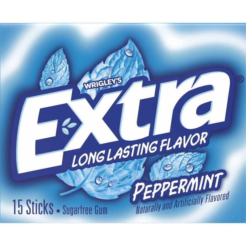 Extra Peppermint Sugar Free Chewing Gum Single Pack - 15 Piece, 1 of 6