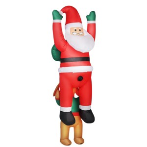 Syemin Inflatable Holiday Decorations 7FT Hanging Christmas Inflatable Santa with Dog, Christmas Blow Up Decoration, Multicolored, 25"*33"*84" - 1 of 4