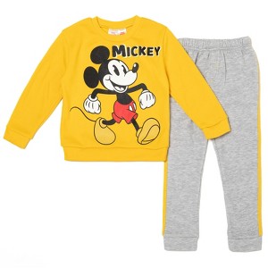 Disney Mickey Mouse Little Boys Fleece Pullover Sweatshirt and Pants Set Grey / Yellow 6 - 1 of 4