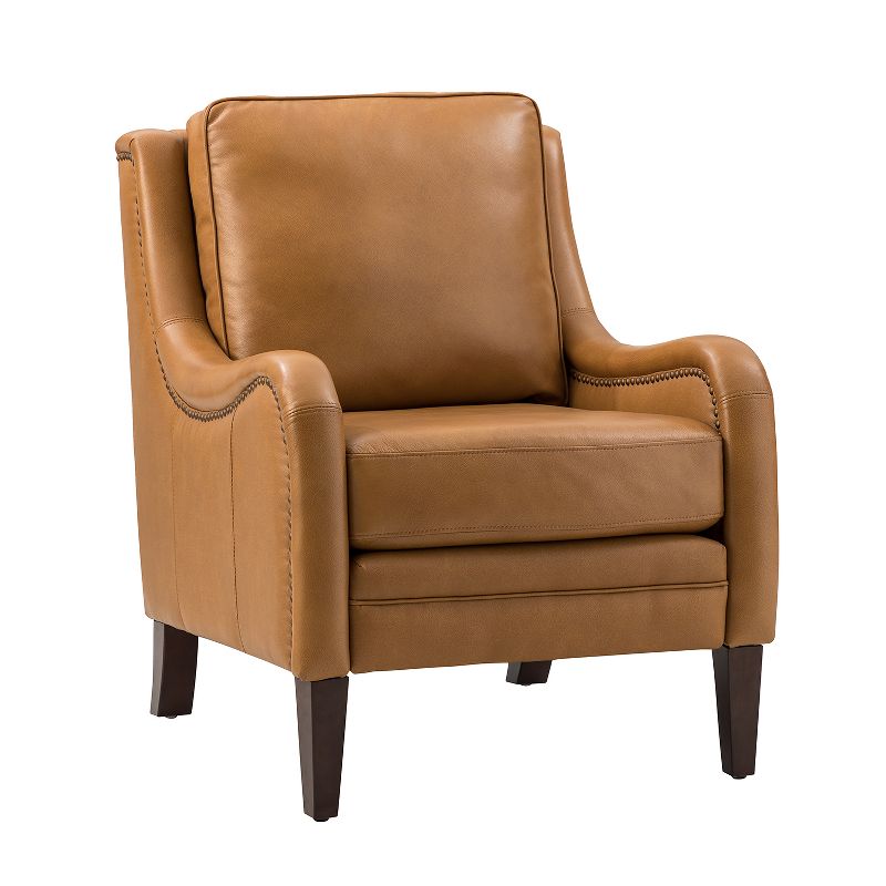 Regina 27.56" Wide Genuine Leather Armchair with Removable Cushions and English Arms  | ARTFUL LIVING DESIGN, 2 of 11