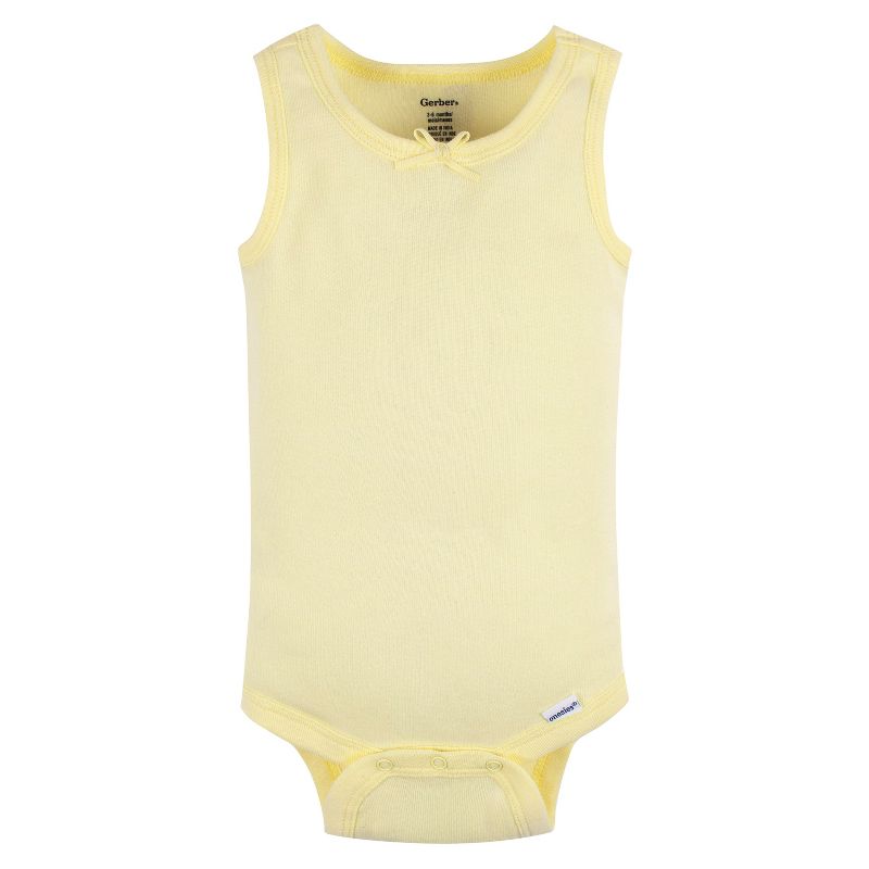 Gerber Baby Girls' Sleeveless Onesies® Bodysuits, 5-Pack, 4 of 7