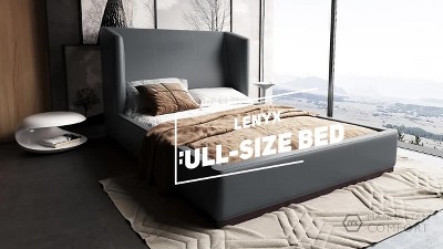 Saddle Brown Faux Leather Upholstered Full Bed with Sleek Headboard