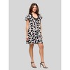24seven Comfort Apparel Womens Black and White Short Sleeve Scoop Neck Mini Dress - 2 of 4