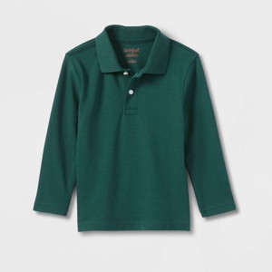 Toddler Boys' Long Sleeve Interlock Uniform Polo Shirt - Cat & Jack™ - 1 of 3