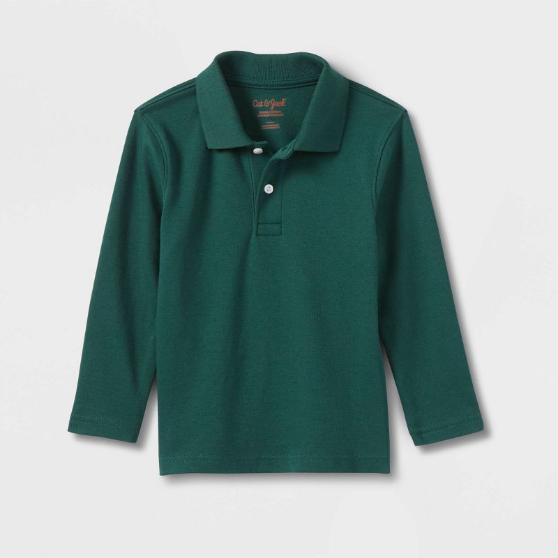 Toddler Boys&#39; Long Sleeve Interlock Uniform Polo Shirt - Cat &#38; Jack&#8482;, 1 of 4