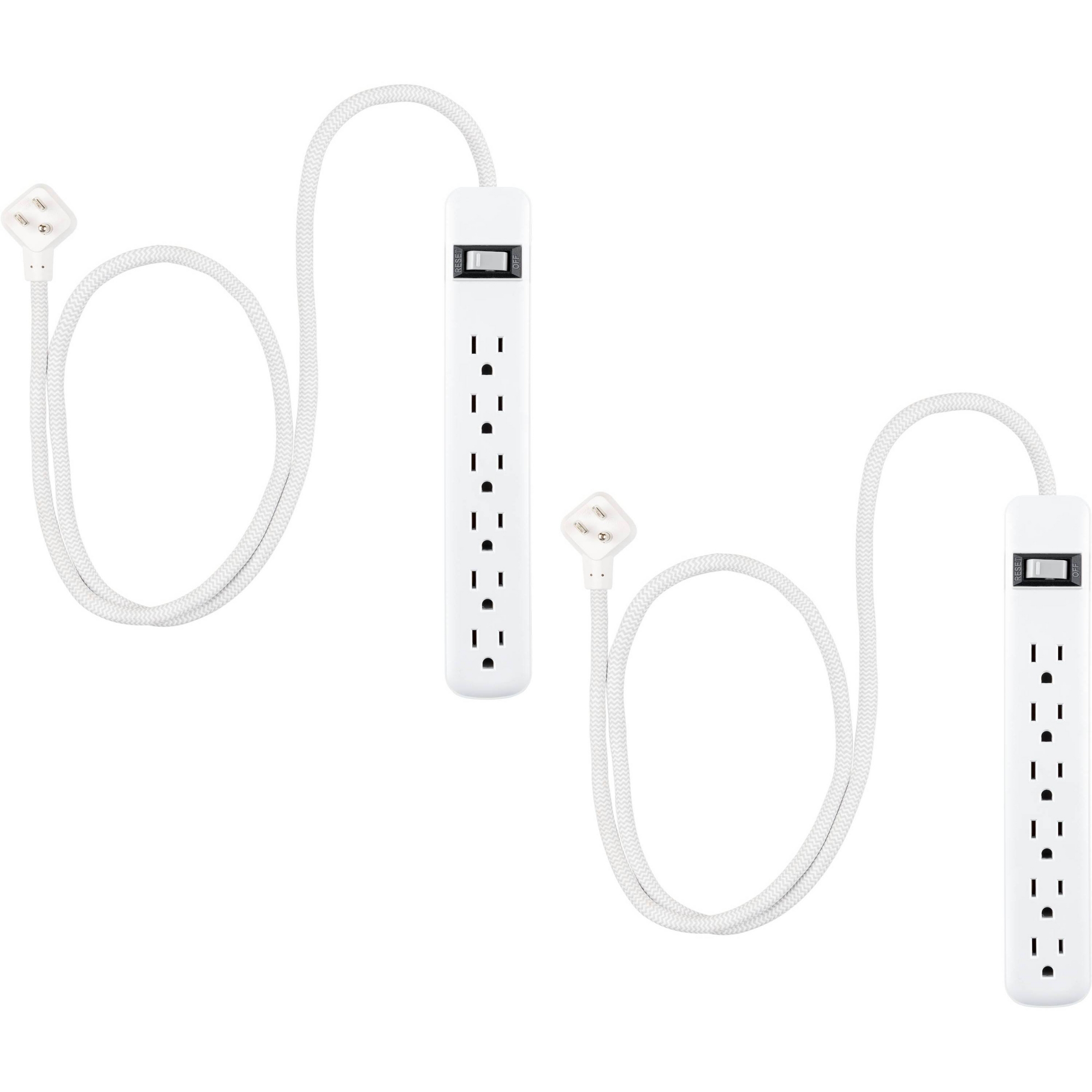 GE 2pk 2' 6 Outlet Surge Protector 245J White