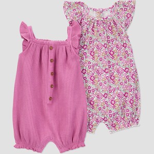 Carter's Just One You® Baby Girls' Floral Geo 2pk Romper - Purple - 1 of 3