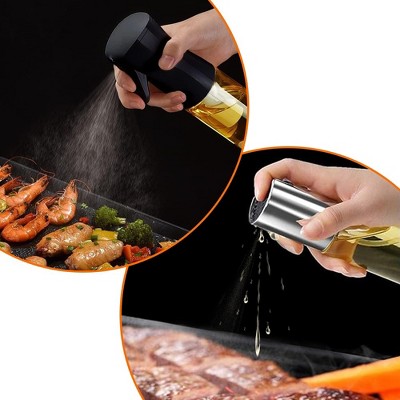 Set of 2 Black Glass Oil Sprayer Bottles 300ml