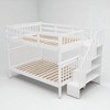 Full Over Full Stairway Bunk Bed with Storage Shelves, Convertible Design, Guard Rails, and Pine Frame - 2 of 4