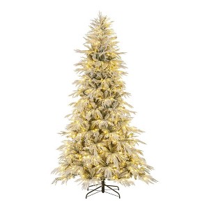 Resenkos 8-Ft Pre-Lit Snow Flocked Artificial Christmas Tree with Warm LEDs - Green/White - 1 of 4