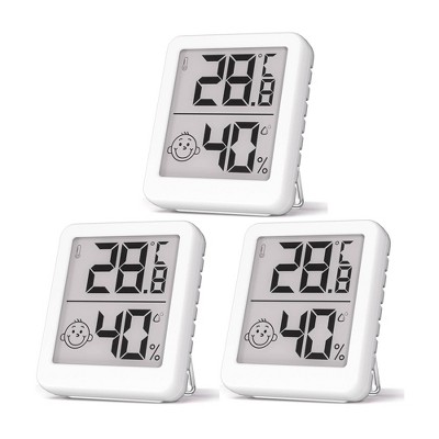 DSVIMOY Weather Thermometer Digital Indoor Humidity and Temperature Monitor for Living Spaces, White, 3.11"*2.76"*0.75"