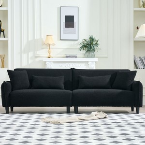 VASIP 97 inch Black Teddy Velvet Sofa, suitable for living rooms, bedrooms, reception rooms, offices, apartments, and other living spaces. - 1 of 4