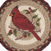 Earth Rugs Cardinal Round Trivet – 10" Red Bird Print on Braided Natural Jute Table Mat - 2 of 3