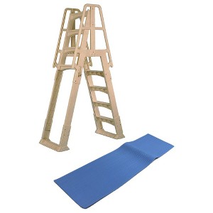 Vinyl Works A Frame Ladder for Swimming Pools 48 to 56 Inch Tall and Ladder Mat - 1 of 4